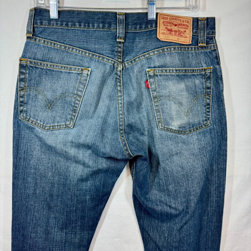 Levi's 505 Regular Fit‎ Jeans Distressed Denim Pants Medium Wash Sz 31x32